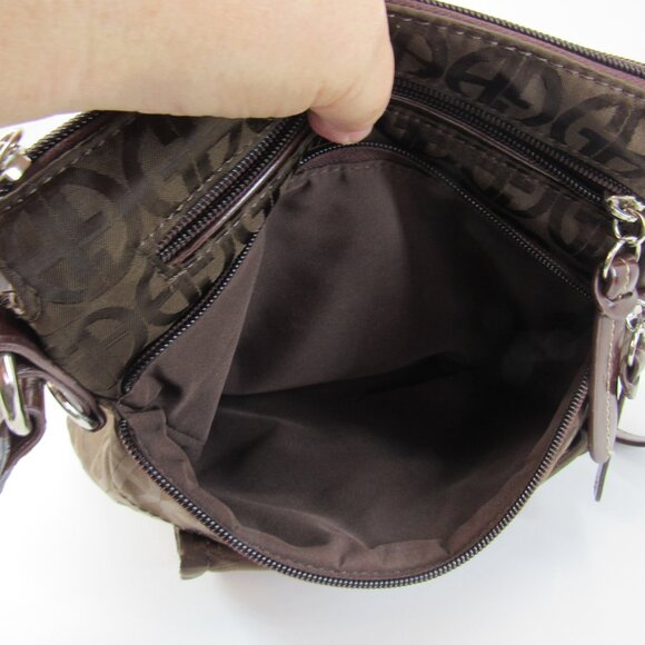 Giani Bernini Signature Logo Crossbody Two-Tone Brown with 7 Pockets - Picture 9 of 10